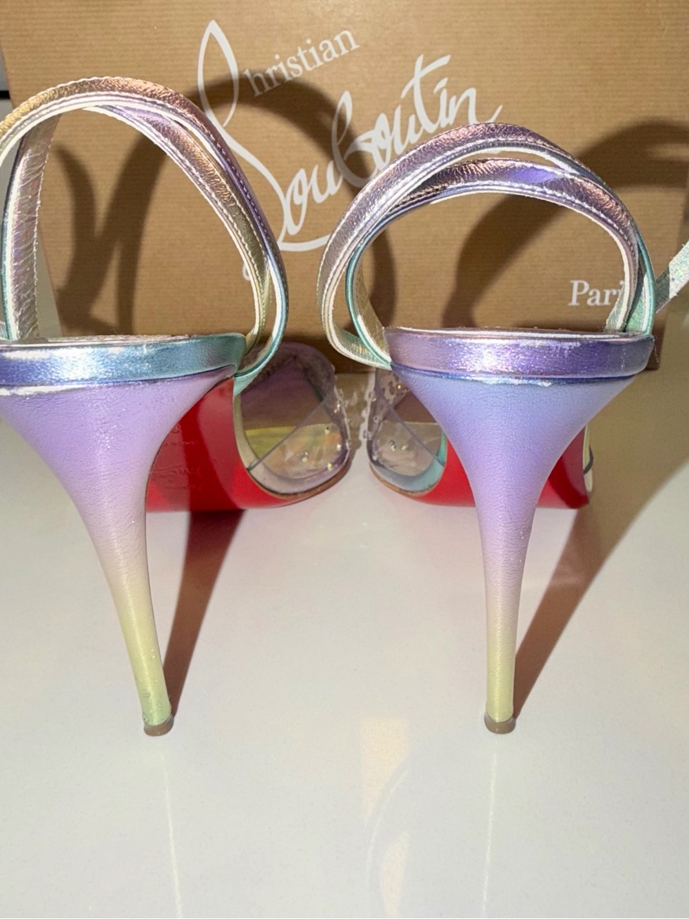 Christian Louboutin - Spikaqueen Crystal Pointed Toe Slingback Heels -Vers Multi - Picture 17 of 17